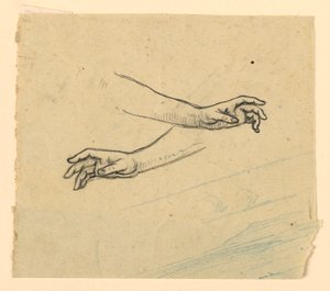 Estudo de duas mãos alcançando de Elihu Vedder