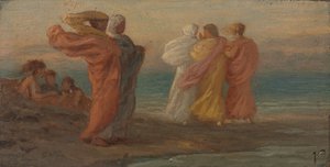 A Festa da Música, c.1875 (óleo sobre painel) de Elihu Vedder