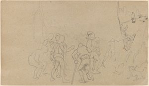 Cena da aldeia, c. 1859. de Elihu Vedder