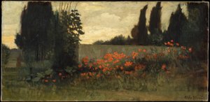 Cipreste e papoilas de Elihu Vedder