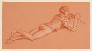 estudo de uma figura masculina fantasiada de Elihu Vedder