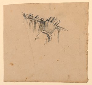 estudo de mãos segurando flauta de Elihu Vedder