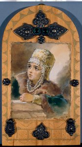 A Princesa (ilustração do poema ""A Sereia""" de Alexander Pushkin (1799-1837) - Obra de Elizaveta Merkuryevna Bem (Elisabeth Bohm) (1843-1914)