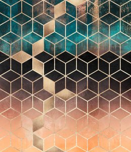 Padrão geométrico em ombre dourado