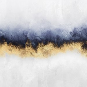 Abstrato Moderno em Dourado e Azul