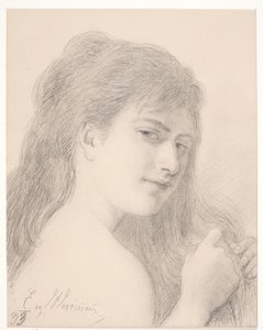 Busto de uma mulher trançando o cabelo de Elisabeth Jerichau Baumann