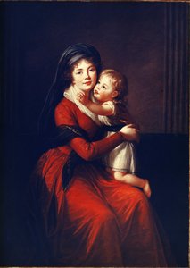 Retrato da Princesa Alexandra Petrovna Galitzin (Golitsyna ou Galitzyne) nee Protassov (1774-1842) com o seu filho. Pintura de Elisabeth Vigee-Lebrun (Vigee Lebrun) (1755-1842), óleo sobre tela de Elisabeth Louise Vigee Lebrun