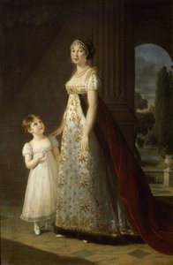 Retrato de Caroline Bonaparte 1782-1839, rainha de Nápoles e Sicília, com sua filha, Letizia, 1807 de Elisabeth Louise Vigee Lebrun