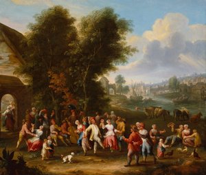 A Village Kermesse (óleo sobre tela) de Elisabeth Seldron