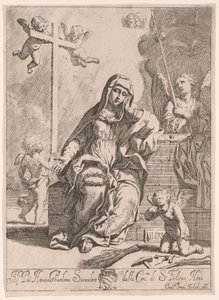 Nossa Senhora das Dores com símbolos da Paixão de Elisabetta Sirani