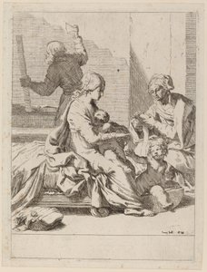 A Sagrada Família com Santa Isabel e São João Batista de Elisabetta Sirani