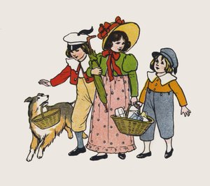 Crianças que vão dar um passeio (cor litho) de Elise H. Stewart