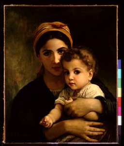 Menina com criança (óleo sobre tela)