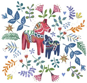 Cavalo Dala Sueco, 2018 (aguarela e acrílico) de Elizabeth Rider