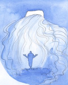 Uma alma pode saudar Cristo, na Sagrada Comunhão, dizendo: "Lança a tua luz para dentro e entra (com a tua efusão de graça)"., 2001 (w - c no papel) de Elizabeth Wang