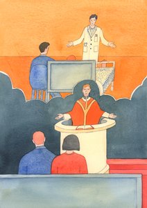 Um cirurgião que dá um diagnóstico sério às vezes tem pouca esperança de cura, 2003 (w - c no papel) de Elizabeth Wang