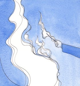 Um ato de contrição é como uma palha lançada ao fogo do louvor de Cristo que sobe do meu coração ao Pai. Dá glória a Ele, 2002 (w - c no papel) de Elizabeth Wang