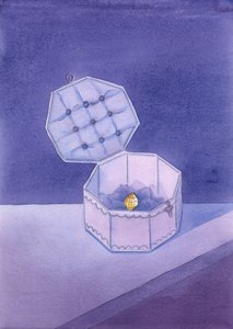 Como uma linda joia repousa em uma valiosa caixa de joias, o Santíssimo Sacramento deve ser colocado em um local digno, honrado pelo melhor de tudo, 2004 (w - c no papel) de Elizabeth Wang