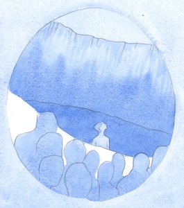 Enquanto contemplamos o altar, na oferta do Seu sacrifício, ouvimos Cristo dizer: &39;Pai, perdoa-lhes, 2001 (w - c no papel) de Elizabeth Wang