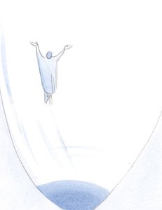 Com uma palavra de confissão e contrição, a alma sobe para o coração de Deus, livre de suas cadeias de pecado ou tolice., 2001 (w - c no papel) de Elizabeth Wang