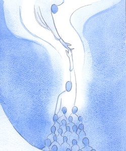 Em cada Missa alcançamos e encontramos o Pai através do Sacrifício de Cristo nossa Cabeça, unidos uns com os outros e com Ele, 2002 (c - c no papel) de Elizabeth Wang