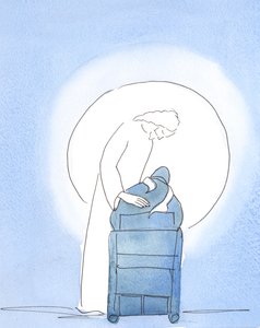Na Vigília Pascal, Cristo se inclinou sobre minha cadeira, mostrando como estava encantado, 2003 (w - c no papel) de Elizabeth Wang