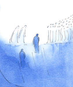 Na &39;Borda&39; do Céu: Eu vi que Cristo e Sua mãe, com todos os santos e anjos, se aglomeraram para dar os parabéns ao nosso sacerdote, 2003 (w - c no papel) de Elizabeth Wang