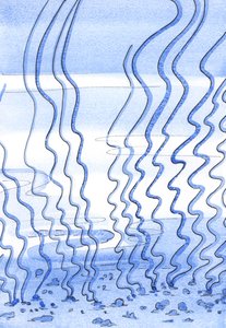 No início da jornada espiritual, a alma se assemelha àquela parte do fundo do oceano que é tornada &39;intransitável&39; por ervas daninhas, 2002 (w - c no papel) de Elizabeth Wang