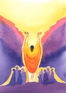 Porque Jesus Cristo é Deus e também homem, e está presente entre nós na missa de 2003 (w - c no papel) de Elizabeth Wang