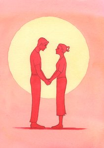 Ao evitar o pecado dentro do casamento, incluindo a prática de contracepção, marido e mulher mostram sua obediência a Deus e expressam seu amor um pelo outro, 2002 (w - c no papel) de Elizabeth Wang