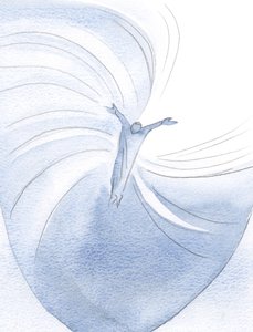 Ao nos rendermos a Deus em oração, mergulhamos na vida e no amor das três Pessoas Divinas, 2000 (w - c no papel) de Elizabeth Wang