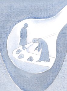 O próprio Cristo, em Sua humildade, inclina-se para nos ajudar, vez após vez; corrigindo nossos erros - nosso &39;lixo&39;, 2000 (w - c no papel) de Elizabeth Wang