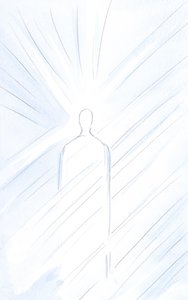 Cristo, Realmente Homem, antes de você, ressuscitou e está vivo. Contempla o mesmo Cristo, Filho Divino, majestoso, 2001 (w - c no papel) de Elizabeth Wang