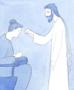 Cristo nos abençoa e nos dá paz e segurança, 2004 (w - c no papel) de Elizabeth Wang