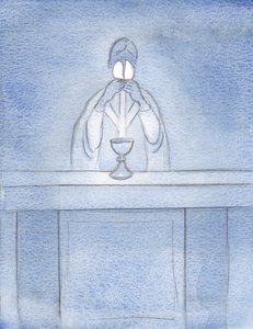 Cristo vem ao Seu povo na Terra, 2000 (w - c no papel) de Elizabeth Wang