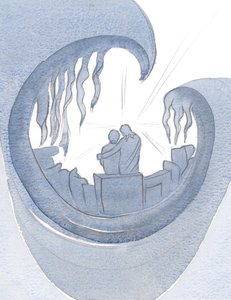 Cristo vem de bom grado a nós em oração para nos ajudar a limpar nossa alma de pecado e ressentimento. Ele quer que confiemos nele e não nos preocupemos, 2000 (w - c no papel) de Elizabeth Wang