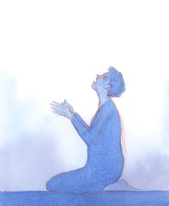 Cristo estendeu para mim uma capa roxa, como aquela que estava colocada sobre Seus ombros antes de sua crucificação, 2004 (w - c no papel) de Elizabeth Wang