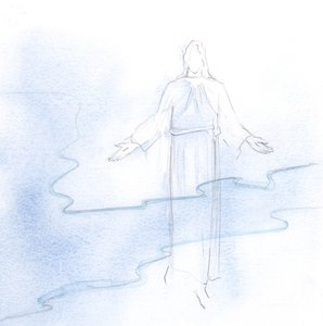 Cristo está escondido atrás de dois véus, 2000 (w - c no papel) de Elizabeth Wang
