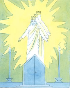 Cristo se agrada da nossa devoção a Ele no tabernáculo, 2003 (w - c no papel) de Elizabeth Wang