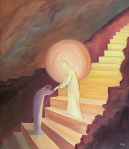 Cristo nos conduz em todas as fases da vida espiritual, 2001 (óleo a bordo) de Elizabeth Wang