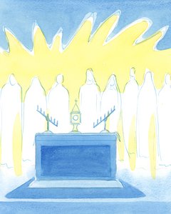 Cristo ama trazer a Seus amigos revigoramento e nova coragem por meio de Sua presença real no Santíssimo Sacramento, 2003 (w - c no papel) de Elizabeth Wang