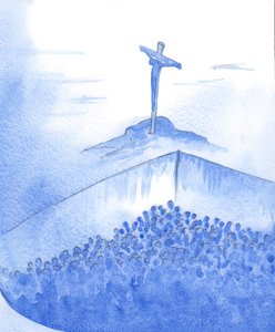 Cristo, nosso irmão e Salvador Divino, pagou a dívida devida por nossos pecados. Ao reconhecê-lo, emergimos do nosso &39;poço&39;, 2002 (w - c no papel) de Elizabeth Wang