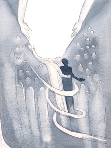 Cristo me tranquilizou, envolveu minha alma em amor e me conduziu em direção à luz, 2000 (w - c no papel) de Elizabeth Wang