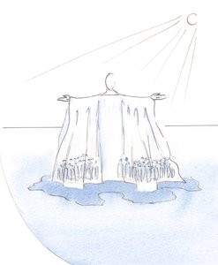 Cristo protege e age por todos os que se esconderam sob Suas vestes; Ele é como uma tenda ou tabernáculo, no deserto da vida., 2001 (w - c no papel) de Elizabeth Wang