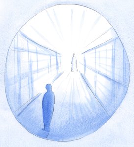 Cristo mostrou-me um caminho que conduzia a Ele e explicou como - por minha própria vontade - me distraí da meta importante., 2001 (w - c no papel) de Elizabeth Wang