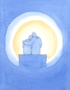 Cristo se senta ao nosso lado na &39;caverna&39; de nossas almas. Seu trabalho pode florescer se abrirmos espaço para ele lá., 2003 (w - c no papel) de Elizabeth Wang