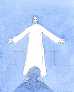 Cristo falou comigo sobre todas as pessoas em meu coração que precisam de ajuda e todas as minhas outras preocupações, 2004 (w - c no papel) de Elizabeth Wang