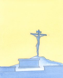 O Precioso Sangue de Cristo uma vez derramado de Seu Corpo na Cruz; e esse Sacrifício é reapresentado na Missa de hoje, de forma sacramental, enquanto rezamos para que os nossos pecados sejam perdoados., 2004 (w - c on pap de Elizabeth Wang