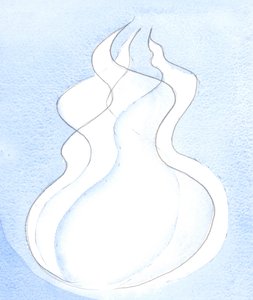 Cada Pessoa Divina, cada chama, possui a mesma Natureza Divina. Juntos, eles são um Deus, um Fogo, 2002 (w - c no papel) de Elizabeth Wang