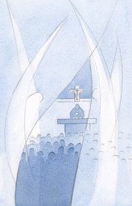 Cada Santo Anjo Guardião obedece à vontade de Cristo, reverenciando aquele a quem Cristo pede que proteja., 2001 (w - c no papel) de Elizabeth Wang